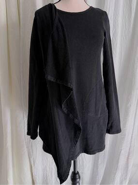 Prairie Underground Sweatshirt Tunic XS Black Hemp Organic Cotton Asymmetrical